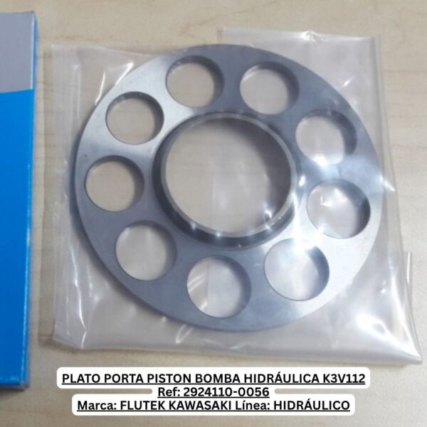 PLATO PORTA PISTON BOMBA HIDRÁULICA K3V112 Ref: 2924110-0056 Marca: FLUTEK KAWASAKI Línea: HIDRÁULICO