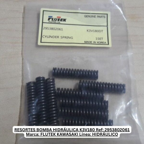 RESORTES BOMBA HIDRÁULICA K3V180 Ref: 2953802061 Marca: FLUTEK KAWASAKI Línea: HIDRÁULICO