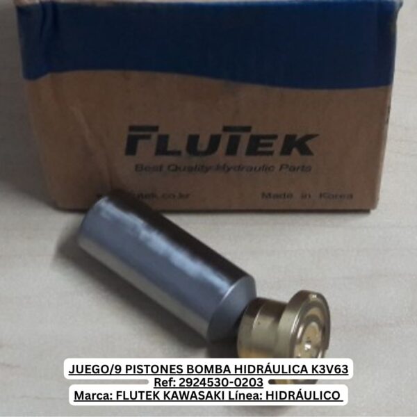 JUEGO/9 PISTONES BOMBA HIDRAULICA K3V63 Ref: 2924530-0203 Cotizar Marca: FLUTEK KAWASAKI Línea: HIDRAULICO