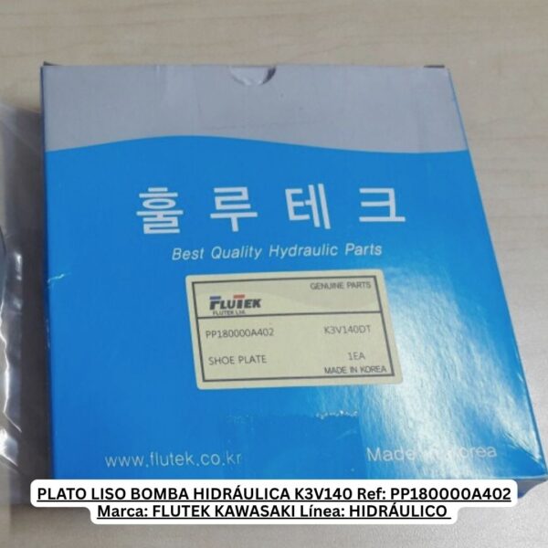 PLATO LISO BOMBA HIDRÁULICA K3V140 Ref: PP180000A402 Marca: FLUTEK KAWASAKI Línea: HIDRÁULICO